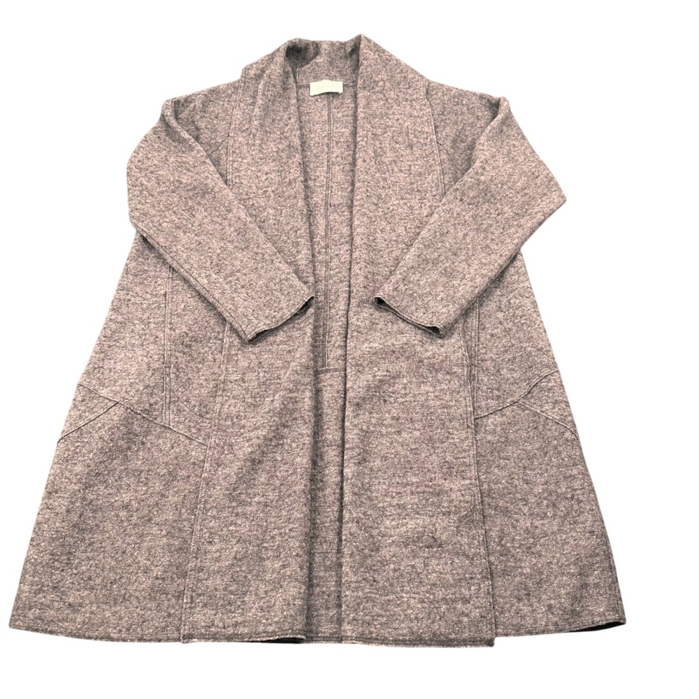 NOEN Nordic Scandi Wool Blend Grey Long Open Coatigan Cardigan Sz 10 Lagenlook